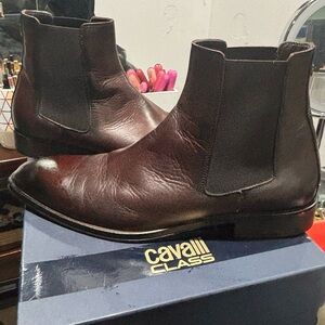 Cavalli Class Men's Dark Brown Leather Ankle Boots
